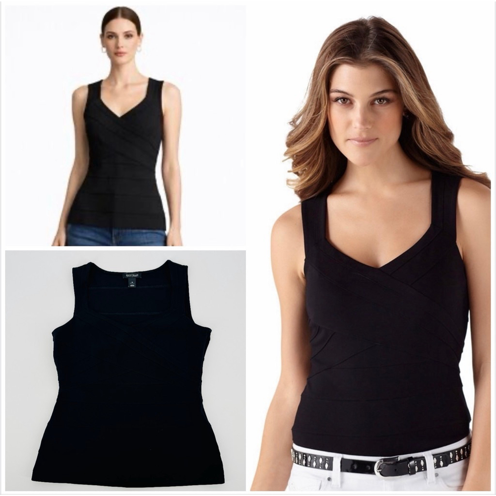 Y2K White House Black Market Bandage Tank Top M Seamed Ponte Knit Cami